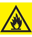 Eticheta autoadeziva: 150x150 mm, "Fire hazardous"