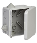 Doza KM41238 junction box pentru exposed wiring 100x100x50 mm IP44 (RAL7035, 7 lead-ins, pop-top cap)