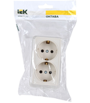 RS22-3-okm Dubla  priza cu  impamantare ing contact 16A OKTAVA (cream)