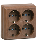 RS24-3-OD Quadriple-priza cu  impamantare ing contact 16A OKTAVA (oak)