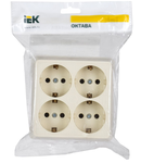 RS24-3-ok Quadriple-priza cu  impamantare ing contact 16A OKTAVA (cream)