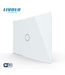 Intrerupator simplu, standard italian, conexiune WiFi, cu panou sticla, 3M Alb