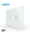 Intrerupator dublu, standard italian, conexiune WiFi, cu panou sticla, 3M Alb