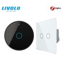 Intrerupator dublu wireless Zigbee generatia noua + hub Zigbee, control de pe smartphone Alb