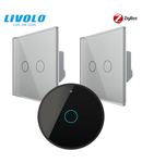 Intrerupatoare duble wireless Zigbee generatia noua + hub Zigbee, control de pe smartphone Gri