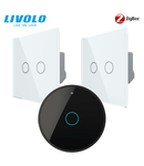 Intrerupatoare duble wireless Zigbee generatia noua + hub Zigbee, control de pe smartphone Alb