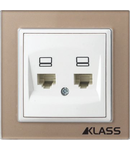 L-klass chm/3916 – Priza UTP Cat5E dubla (rama sticla)