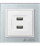 L-klass grey/3933 – Priza USB dubla 100-240v/2x1A/5,1v DC (rama sticla)