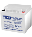 TED Acumulator solar 12v/46A AGM VRLA Deep Cycle (197x166x171mm)