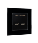 DOUBLE USB SOCKET GLASS FRAME BLACK