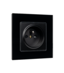 FRENCH TYPE SOCKET 16A GLASS FRAME BLACK