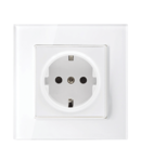 GERMAN TYPE SOCKET 16A GLASS FRAME WHITE