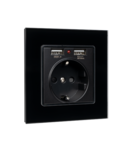 GERMAN TYPE SOCKET 16A WITH 2XUSB GLASS FRAME BL