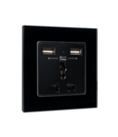 MULTI-FUNCT. SOCKET 16A WITH 2XUSB GLASS FRAME BL