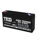 Acumulator 6V 3.6Ah F1, AGM VRLA, TED Electric TED002891