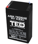 Acumulator 6V 4.2Ah F1, AGM VRLA, TED Electric TED002914