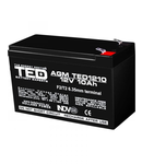 Acumulator 12V 10Ah F2, AGM VRLA, TED Electric TED002730