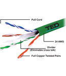 Cablu UTP cat.6 cupru integral 0,5 24AWG culoare verde TED Wire Expert TED002501