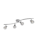 Corp de iluminat cu 4 abajururi, echipat cu becuri halogen cu dulie G9 , 4X28W , lumina calda, crom