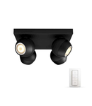 Spot aplicat Philips HUE Buckram Negru 4 becuri LED intrerupator dimabil inclus