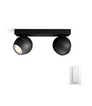 Spot aplicat dublu Philips HUE Buckram Negru bec LED intrerupator dimabil inclus