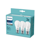 Set 3 becuri LED Philips A60M FR Set 3x8 60W 4000K 806lm E27