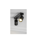 Spot - Ceiling fixture SANTO, aluminium, IP20, max. 20W*2, double, round, black