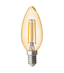 Bec LED cu filament dimabil, tip lumanare, 4W, E14, 2500K, 220-240V AC