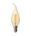 Bec LED cu filament dimabil, tip flacara, 4W, E14, 2500K, 220-240V AC, chihlimbar