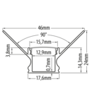 Profil unghiular de interior aluminiu banda LED pentru rigips, 13mm, 3m - Comenzi sub 25 buc/bax: ridicare din depozit