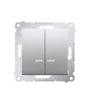 Comutator cu led pentru versiunea IP44 (modul) 16A, 250V~, conexiune borne cu surub; silved mat metalic *Echipat cu garnitura de