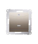 Intrerupator dublu de hotel cu led-2Z, curent nominal 10 (2) A, necesita utilizare releu/contactor, gold mat metalic