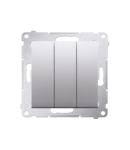 Intrerupator triplu cu led 10A, 250V~, conectare rapida (fitinguri push-in), silver mat metalic