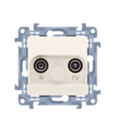 Priza RTV termminala, aten. TV-1.0dB, R-1,5dB, crem