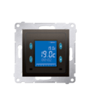 Termostat digital cu display, senzor interior de temperatura, maron mat metalic