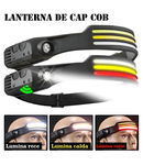 Lanterna cap PYRAMID, cu 3 benzi LED, senzor miscare, waterproof, negru, L88