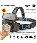 Lanterna de cap, PYRAMID, 800 lumeni, incarcare solara, senzor miscare, zoom, pescuit, service auto, electricieni, L102