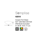 Miniatură Plafoniera  SEMPLISE Cooper Foil Sticla Cooper Metal E27 1x60W IP20 Fara bec - imaginea 6