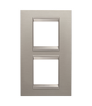 PLACA INTERNATIONALA LUX - IN METAL - 2+2 MODULE VERTICAL - ALUMINIU PERIAT - CADRU INTERIOR BRONZ MAT - CHORUSMART Gewiss
