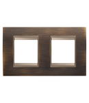 PLACA INTERNATIONALA LUX - IN METAL - 2+2 MODULE ORIZONTALE - ALAMA ANTICA LAVY - CADRU INTERIOR BRONZ MAT ÎNCHIS - CHORUSMART Gewiss