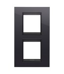 PLACA LUX INTERNATIONALA - ÎN TEHNOPOLIMER - 2+2 MODULE VERTICALE- NEGRU TONER LAVY - CADRU INTERIOR NEGRU MAT - CHORUSMART Gewiss