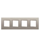 PLACA INTERNATIONALA LUX - IN METAL - 2+2+2+2 MODULE ORIZONTALE - ALUMINIU PERIAT - CADRU INTERIOR BRONZ MAT - CHORUSMART Gewiss