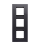 PLACA INTERNATIONALA LUX - ÎN TEHNOPOLIMER - 2+2+2 MODULE VERTICALE - NEGRU TONER LAVY - CADRU INTERIOR NEGRU MAT - CHORUSMART Gewiss