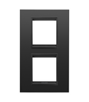 PLACA INTERNATIONALA LUX - IN METAL - 2+2 MODULE VERTICAL - SATIN MONOCROM NEGRU - CHORUSMART Gewiss