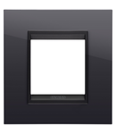 PLACA INTERNATIONALA LUX - ÎN TEHNOPOLIMER - 2 MODULE - NEGRU TONER LAVY - CADRU INTERIOR NEGRU MAT - CHORUSMART Gewiss