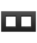 PLACA INTERNATIONALA LUX - IN METAL - 2+2 MODULE ORIZONTALE - SATIN MONOCROM NEGRU - CHORUSMART Gewiss