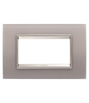 PLACA LUX - ÎN STICLA - 4 MODULE - GRI PERLAT - CADRU INTERIOR BRONZ MAT - CHORUSMART Gewiss