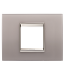 PLACA LUX - ÎN STICLA - 2 MODULE - GRI PERLAT - CADRU INTERIOR BRONZ MAT - CHORUSMART Gewiss