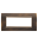 PLACA LUX - IN METAL - 6 MODULE - ALAMA ANTICA - CADRU INTERIOR BRONZ MAT ÎNCHIS - CHORUSMART Gewiss