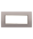 PLACA LUX - ÎN STICLA - 6 MODULE - GRI PERLAT - CADRU INTERIOR BRONZ MAT - CHORUSMART Gewiss